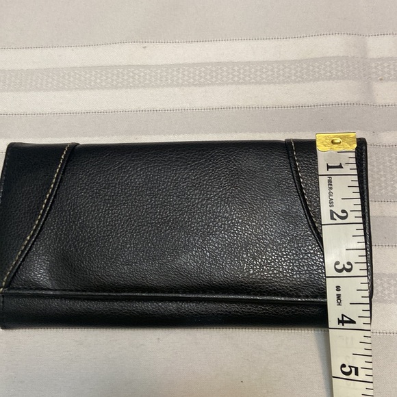 Black Textured Genuine Leather Womens Wallet - 12 Card Slots -2 Zip Pockets NWOT - Picture 9 of 9